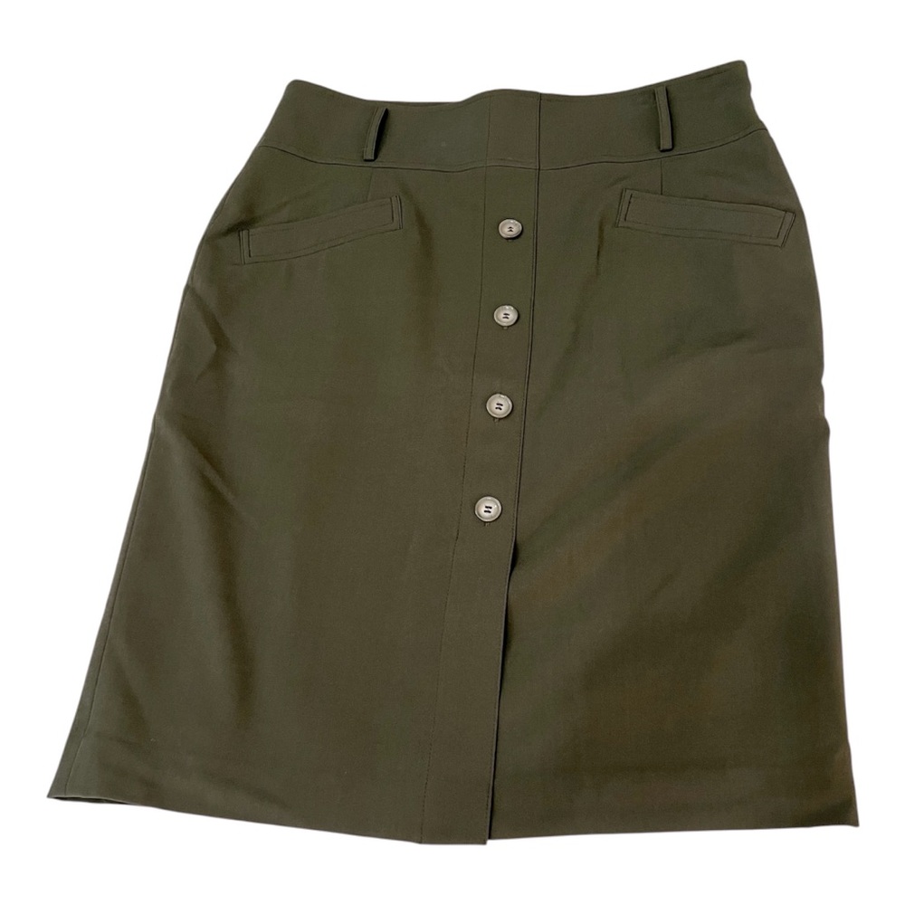 Jones New York Khaki Green VTG Classic Button-Down Skirt